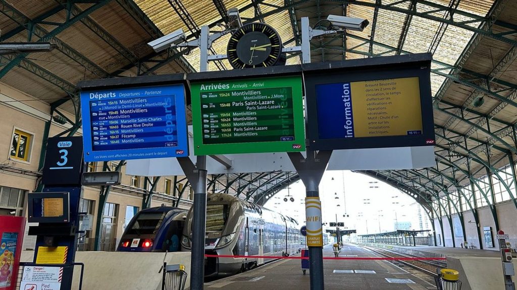Intempéries : des passagers bloqués pendant huit heures dans un train de la ligne Le Havre-Rouen-Paris
          Le train a été immobilisé entre midi et 20h, à la hauteur de Saint-Laurent-de-Brèvedent (Seine-Maritime) en raison de la chute d'arbres sur les voies près du Havre.